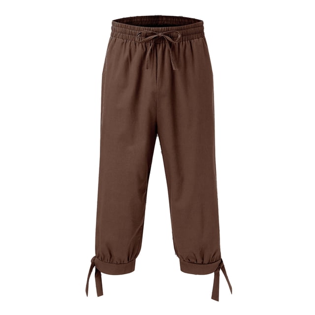 Mens Leisure Solid Color And Five Point Pocket Button Zipper Lace Up Shorts Pants