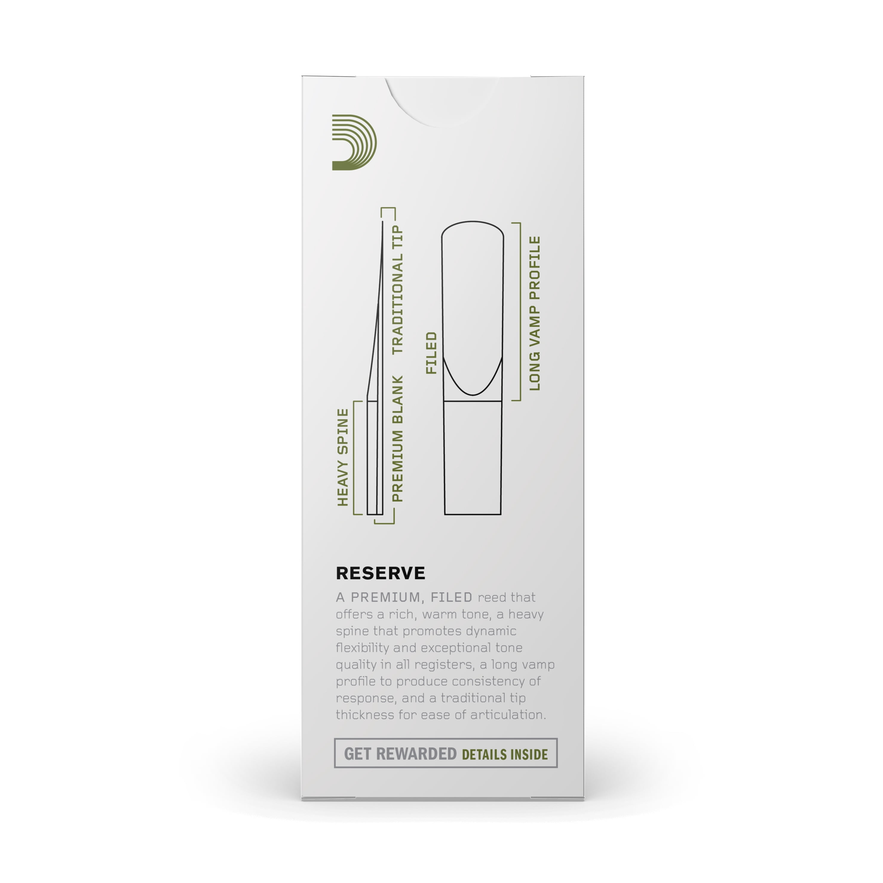 D'Addario Reserve, Baritone Saxophone Reeds Strength 4.5, 5-Pack