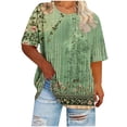 thumbnail image 1 of Mujeres Más Tamaño Manga Larga Tops Cuello Redondo Manga Corta Primavera/Verano Camisa Básica Camiseta Superior Poliéster Ligero Suave Cómodo, 1 of 6