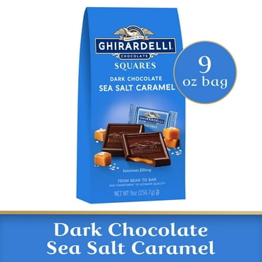 GHIRARDELLI Dark Chocolate Candy SQUARES with Sea Salt Caramel Filling, 9 oz Bag