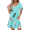 thumbnail image 2 of YuXingFu Plus Size Women's Dress Sexy Dresses - Floral, V-Neck, Short Sleeve, Midi for 2026 Light Blue M, 2 of 8