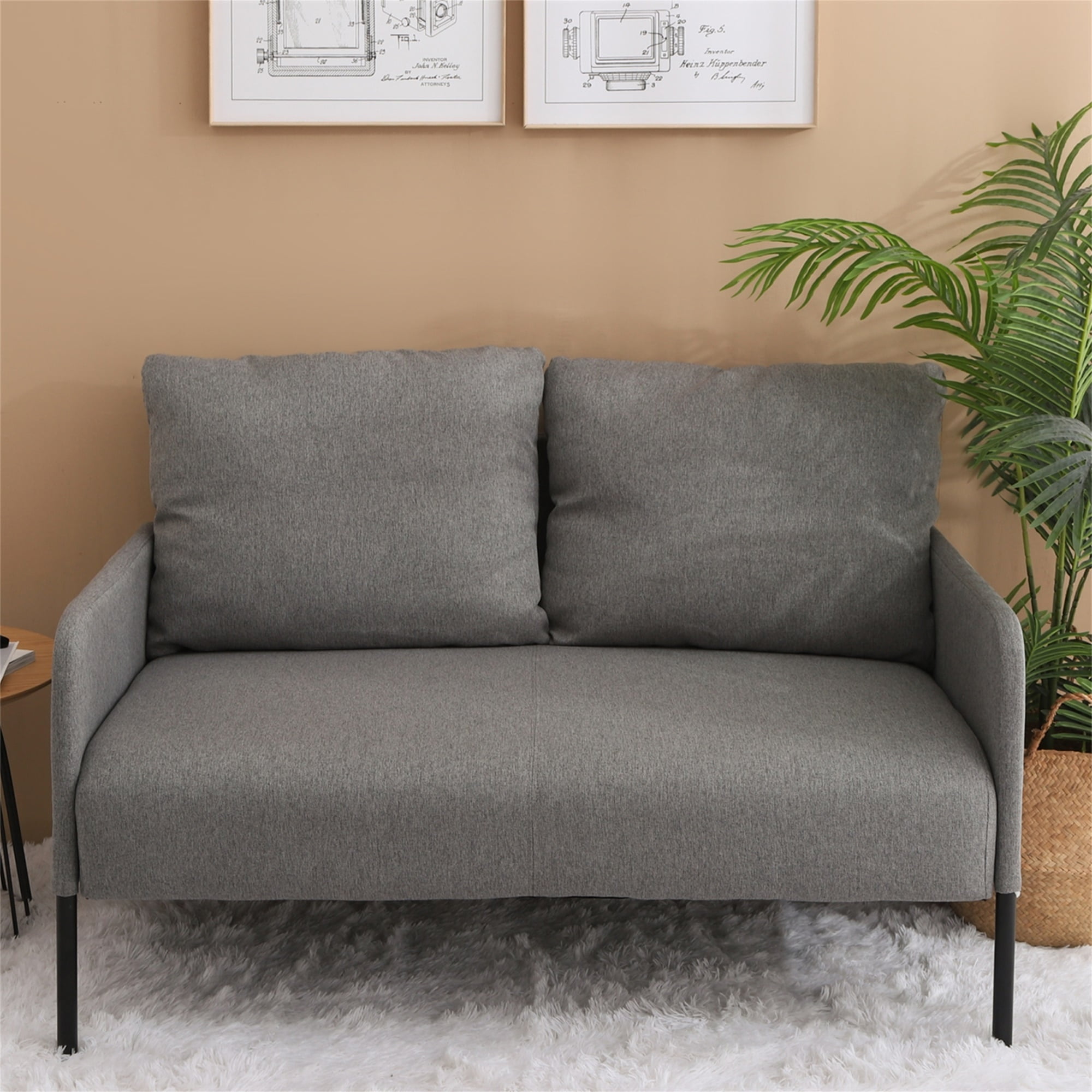 Canddidliike Fabric Loveseat Sofa, Modern Design Linen Sofa Couch with Metal Legs, Soft 2 Seater Sofa for Living Room, Bedroom, Reading Room and Office,Gray Canddidliike Fabric Loveseat Sofa, Modern Design Linen Sofa Couch with Metal Legs, Soft 2 Seater Sofa for Living Room, Bedroom, Reading Room and Office,Gray