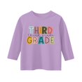 thumbnail image 3 of UACY Kids Third Grade Colorful Letter T Shirt Boys Girls 3 4 Sleeve Crew Neck Casual Back to School Tee (Purple, 10-11Years), 3 of 3