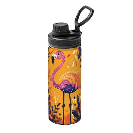 

Fuzoiu Vibrant Flamingo Illustration Print 18oz Sports Insulated Kettle Stainless Steel Vacuum Water Bottle Leakproof Sport Flask