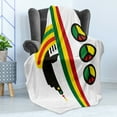 thumbnail image 4 of Jamaican Soft Flannel Fleece Throw Blanket, Abstract Minimalist Rastaman with Peace Caribbean Culture Inspired Print, Cozy Plush for Indoor and Outdoor Use, 70" x 90", Multicolor, by Ambesonne, 4 of 5
