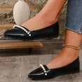 thumbnail image 5 of Miluxas Women's Pearl Decoration Flats Fashion Pointed Toe Bow Slip-on Flat Shoes Low top Comfortable Dress Shoes Black 6.5(38), 5 of 9