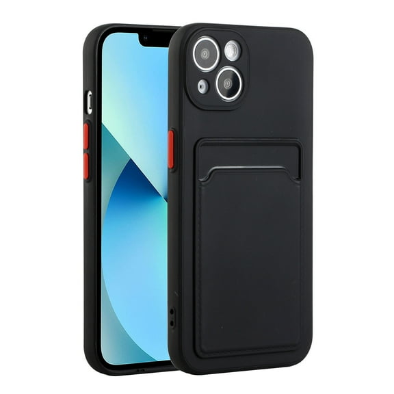 Allytech Case Compatible with iPhone 13, [Card Holder] [Soft TPU] [Ultra Slim & Lightweight] Shockproof Anti-Fingerprint Case for iPhone 13 - Black