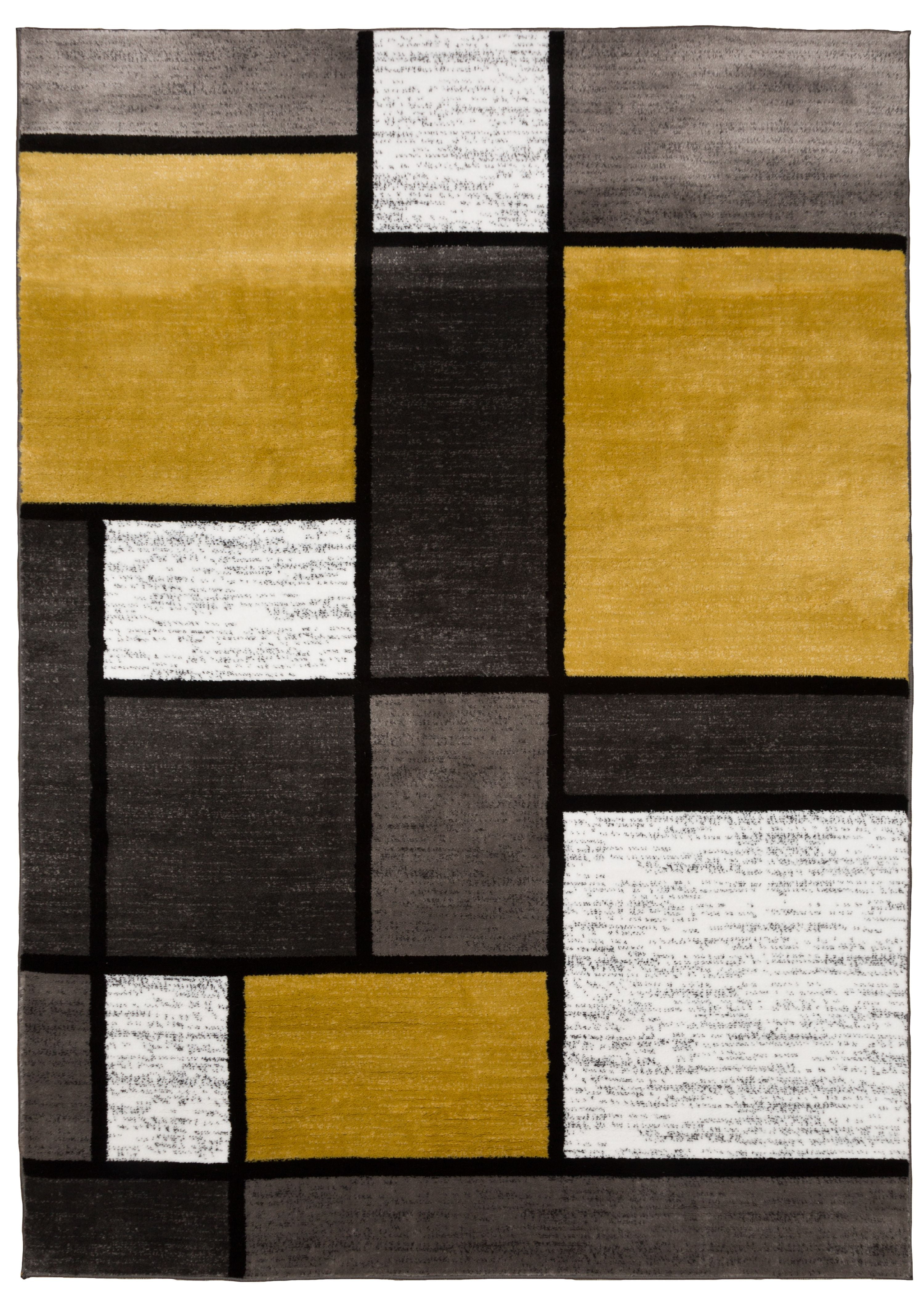 World Rug Gallery Contemporary Modern Boxes Area Rug or Runner