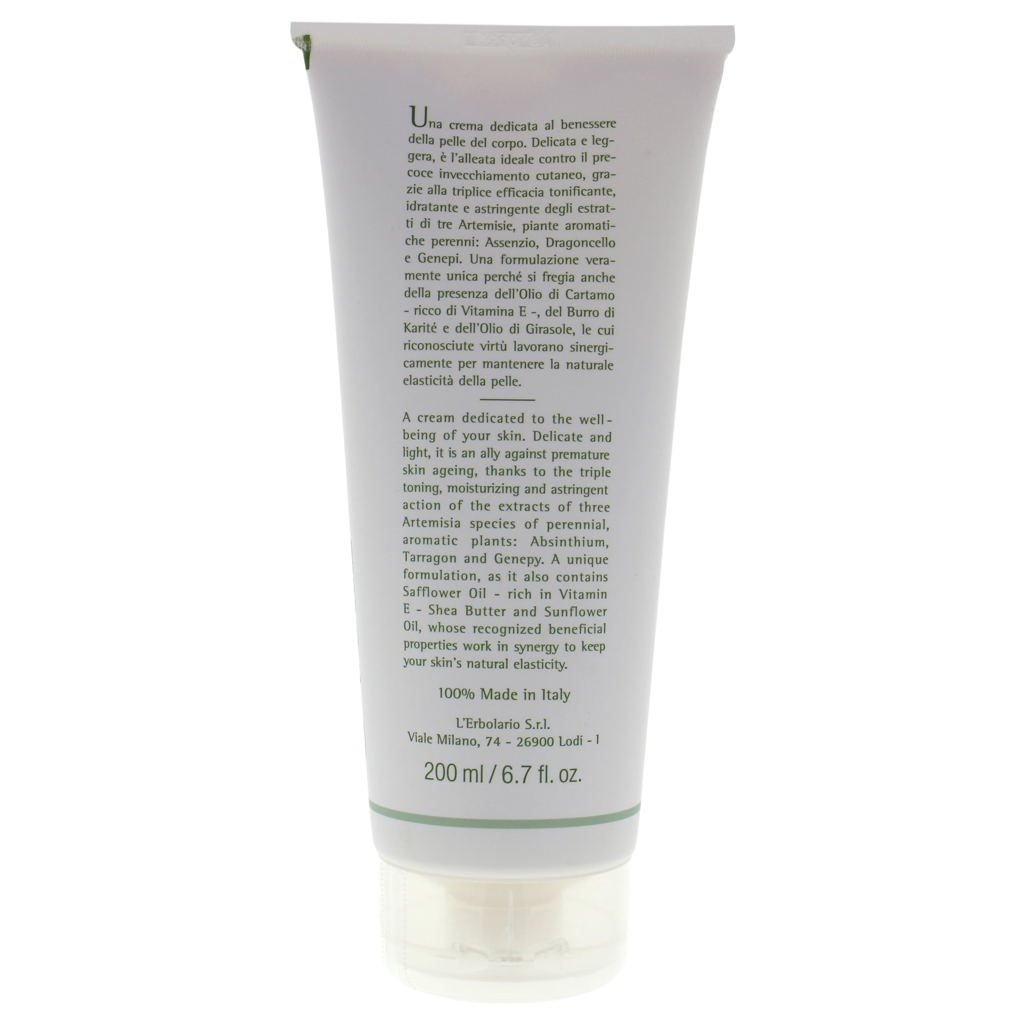 L'Erbolario Absinthium Fluid Body Cream Lotion, Body Moisturizer, 6.7 oz