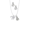thumbnail image 2 of Delight Jewelry Silvertone Small Gelato Script Initial - W - Silver tone Zig Zag Christmas Tree Charm Necklace and Stud Earrings, 2 of 4