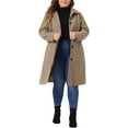 thumbnail image 3 of GRACE & GRANDEUR Women's Plus Size Winter Coats Single Breasted Jackets Long Trench Coats 4X Light Brown, 3 of 7