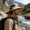 thumbnail image 2 of Ouuluon Fan Hat Breathable Wide Brim Sun Hat for Men Women Sun Bucket Fishing Hats with 2 Solar Fan, Outdoor Hiking Camping Fishing, 2 of 6