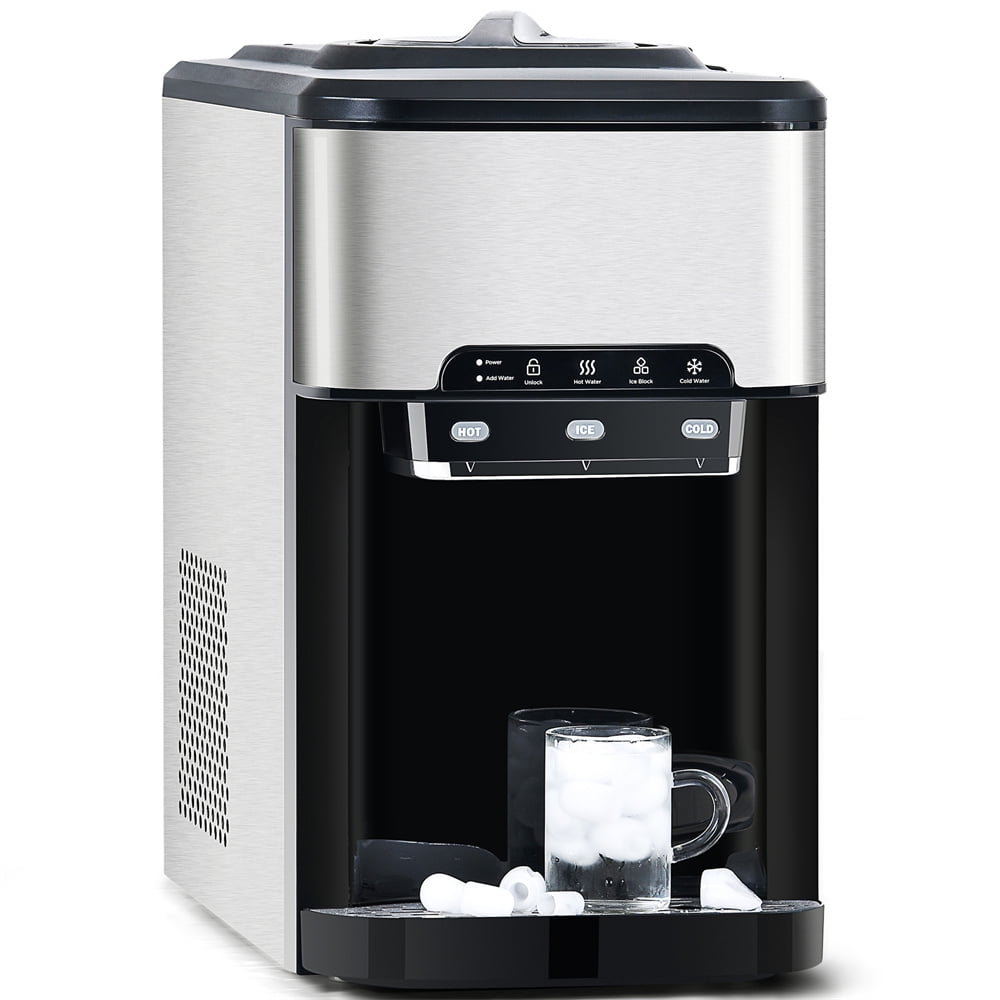 Stainless Steel Water Dispenser Cooler with Builtin Ice Maker Top