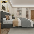 thumbnail image 2 of GZXS Full Size Linen Upholstered Platform Storage Bed with Hydraulic Lift, Tufted Wingback Headboard, USB Ports, Side Pockets, Sturdy Bed Frame with Wood Slats Support, Dark Gray, 2 of 7
