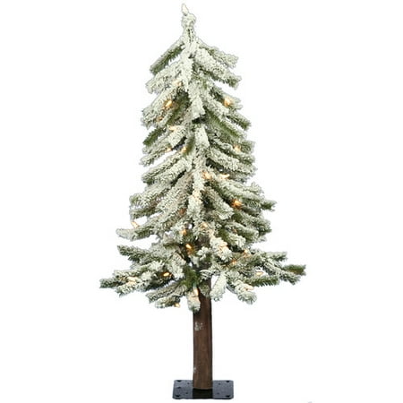 Vickerman Flocked Alpine 3' White Artificial Christmas Tree with 50 Clear Lights