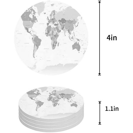 

ZHANZZK World Map Set of 8 Round Coaster for Drinks Absorbent Ceramic Stone Coasters Cup Mat with Cork Base for Home Kitchen Room Coffee Table Bar Decor