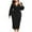 Black, variant on Women Plus Size Long Sleeve Belted Elegant Dresses Sexy V Neck Wrap Pure Color Split Party Cocktail Bodycon Midi Long Dress Black XXXXL