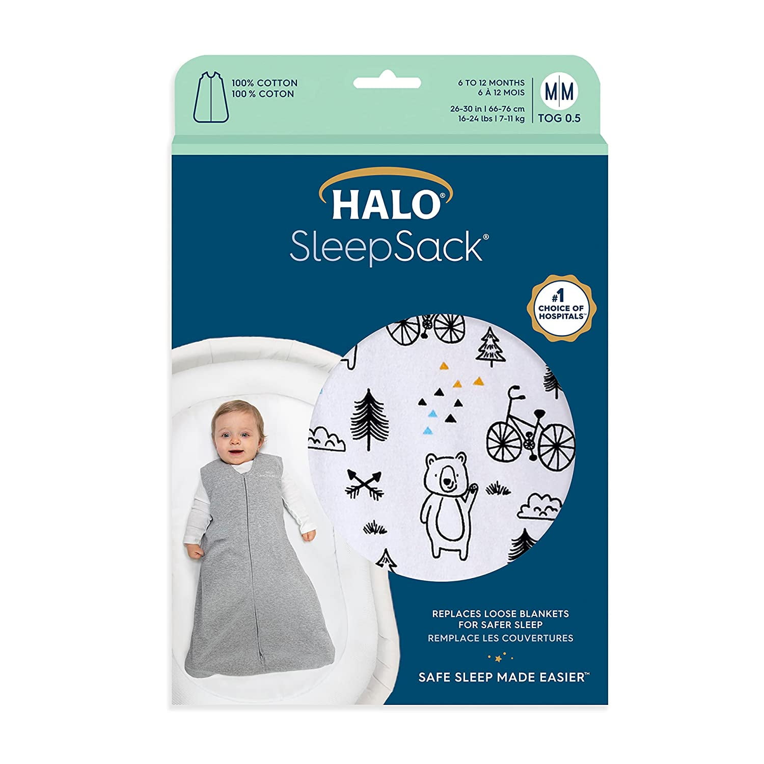 HALO SleepSack Wearable Blanket 100 Cotton Sage Extra Large