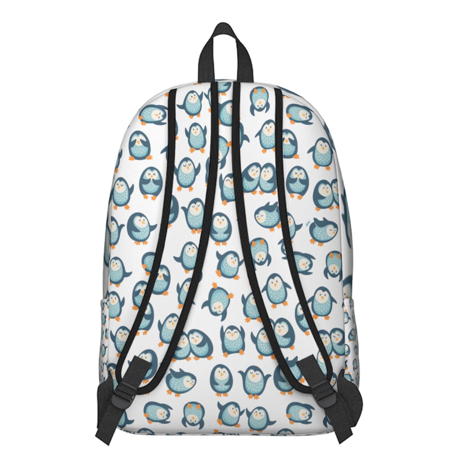 Winter Animal Penguin Backpack with Snowflake Print, Cute Cartoon Design, Lightweight and Spacious Waterproof School Bag