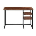 thumbnail image 3 of 45 Inch Tubular Metal Frame Desk with Wooden Top and 2 Side Shelves, Brown and Black, 3 of 7