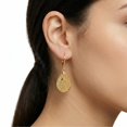 thumbnail image 4 of 14K Gold Plated Dangle Earrings for Women,Lightweight Circle Disc Coin Geometric Flat Brushed Drop Earrings, Hypoallergenic Leverback Earrings Jewelry, 4 of 7