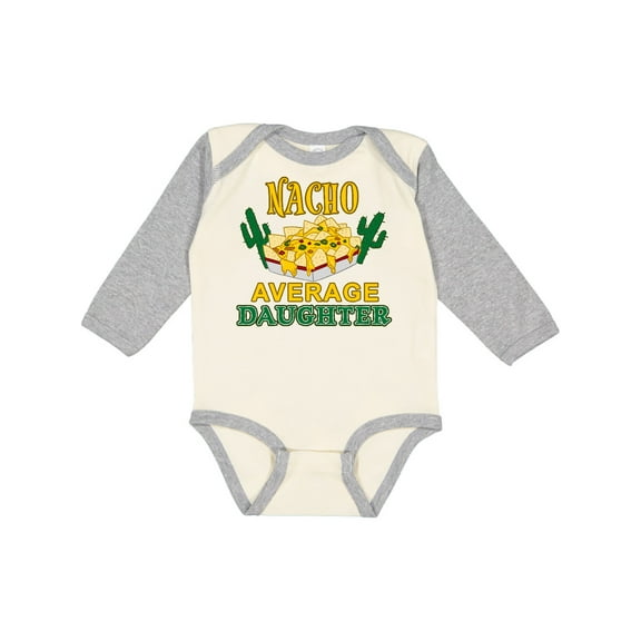 Inktastic Nacho Average Daughter with Nachos and Cacti Boys or Girls Long Sleeve Baby Bodysuit