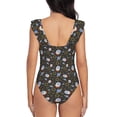 thumbnail image 6 of Yiaed Cosmic Print Women's Ruffled One Piece Swimsuit V Neck Swimwear Slimming Monokini for Woman-Medium, 6 of 8