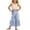 Blue, variant on Girls 2pc Outfits Eyelet Lace Tank Tops Y2k Sleeveless Ruffle Wide Leg High Waist Pants Sets Blue 7-8 Years