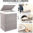 thumbnail image 3 of Laundry Hamper with Lid, 23.8 Gal (90L) Wicker Hamper with Removable Liner Bags, Handwoven Clothes Basket with Handles, Foldable Woven Paper Rope Basket for Laundry Room, Bedroom-Grey, 3 of 14