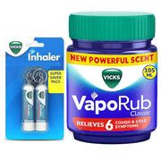Vicks VapoRub Set – 105 ml Family Jar + Two 0.5 ml Inhalers Value Pack Menthol & Eucalyptus