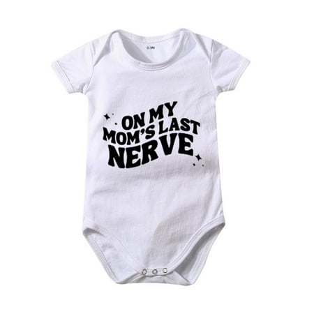 

Realhomelove On My Moms Last Nerve Newborn Baby Onesies For Boys Girls Short Sleeve Funny Letter Bodysuit Jumpsuit Romper 0-24M