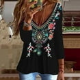 thumbnail image 3 of Eashery Trendy Tops For Women Womens Tops Casual, Womens 3 4 Sleeve Tops Cute Butterfly Print Tee Shirts Casual Loose Lightweight Henley Shirts Red XXL, 3 of 4