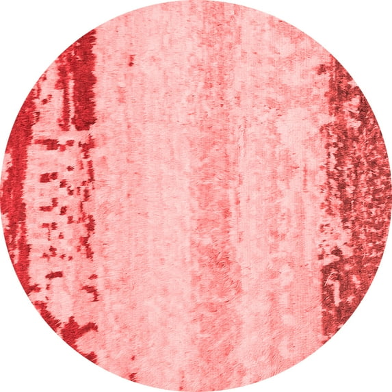 Ahgly Company Machine Washable Indoor Round Abstract Red Modern Area Rugs, 6' Round