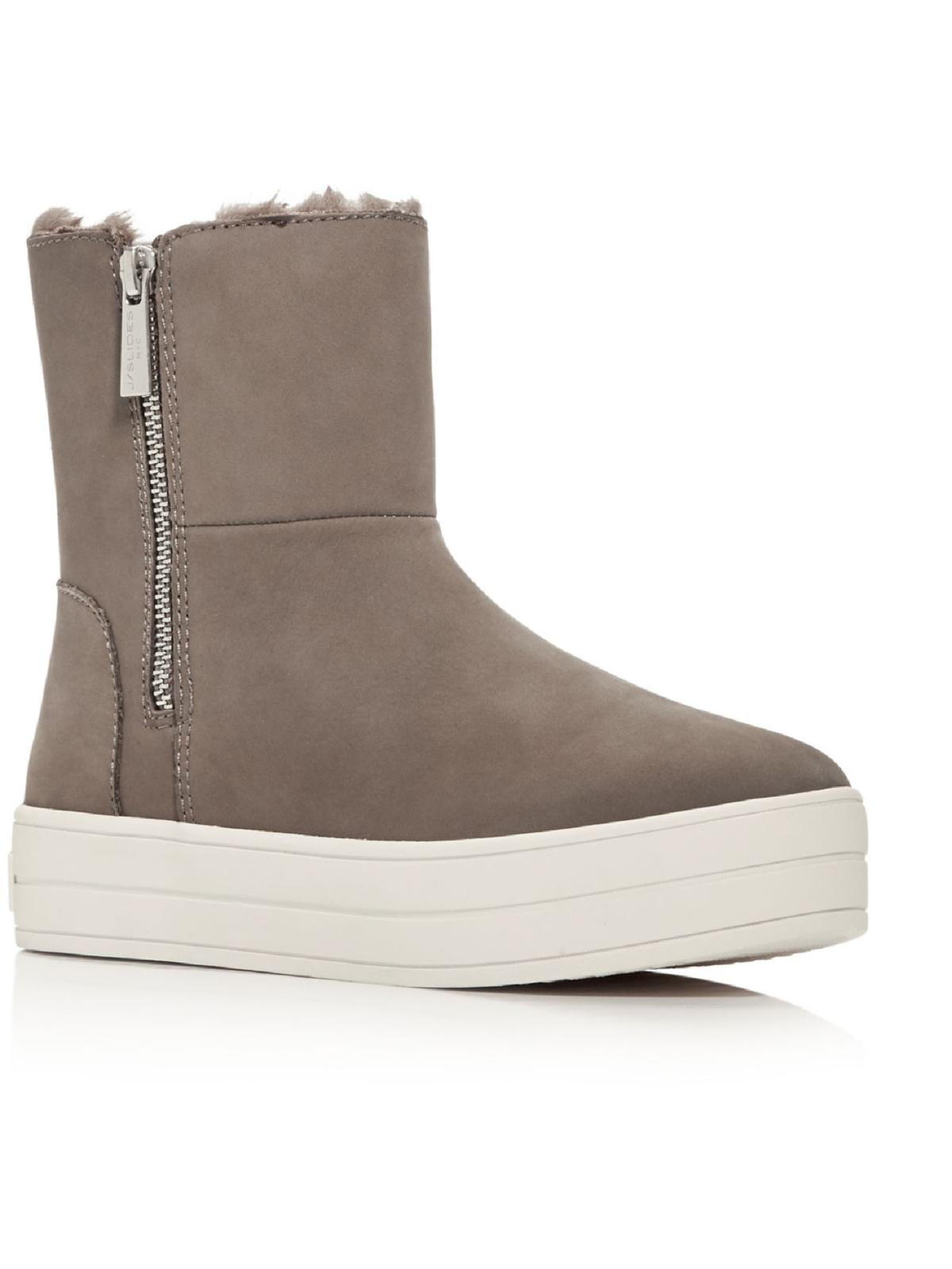 J/Slides Womens Henley Leather Faux Fur 