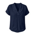 thumbnail image 7 of Ruimatai Women's Shawl Collar V-Neck Rolled Cuff Short Sleeve Loose Fit Casual Tops for Women Summer Everyday & Office Wear, 7 of 7