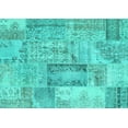 thumbnail image 1 of Ahgly Company Machine Washable Indoor Rectangle Patchwork Turquoise Blue Transitional Area Rugs, 7' x 9', 1 of 4