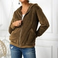 thumbnail image 5 of IROINNID Women's Leisure Short Jacket Solid Color Zip Up Long Sleeve Outwear, Coffee, 5 of 8