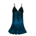 thumbnail image 4 of ZQUUVOU Silk Nightgown for Women V-Neck Casual Solid Sleeveless Sleepshirts Dress Lightweight Trendy Loungewear Sky Blue, 4 of 5
