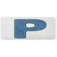 thumbnail image 1 of Letter P Kitchen Mat, Theme Font Design Alphabet Uppercase P with Blue Jean Style Stitches Print, Plush Decorative Kitchen Mat with Non Slip Backing, 47" X 19", Blue Yellow, by Ambesonne, 1 of 1