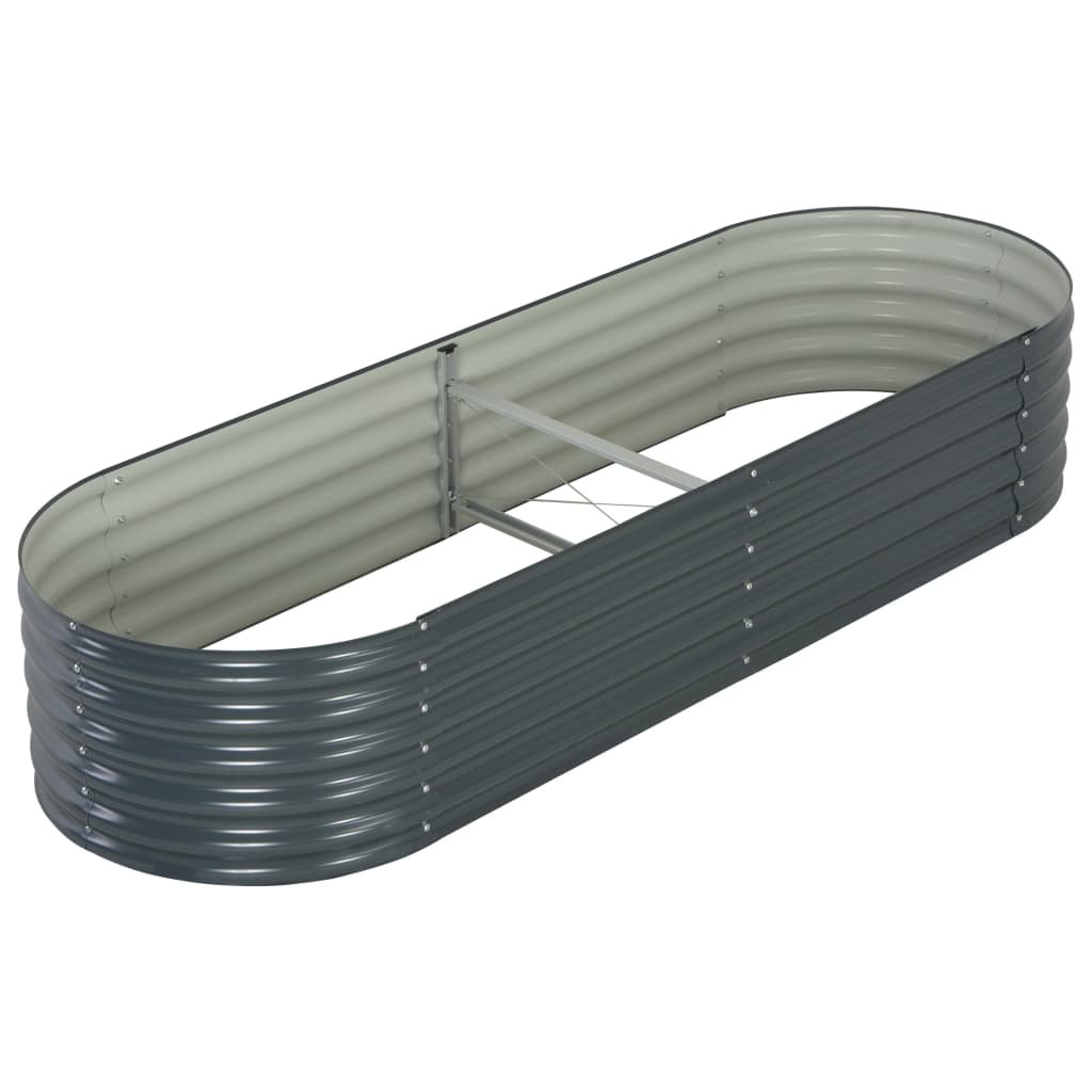 Jardinière Surélevée 240x80x44 Cm En Acier Galvanisé Gris - Lit De Jardin Potager Balcon Terrasse Robuste
