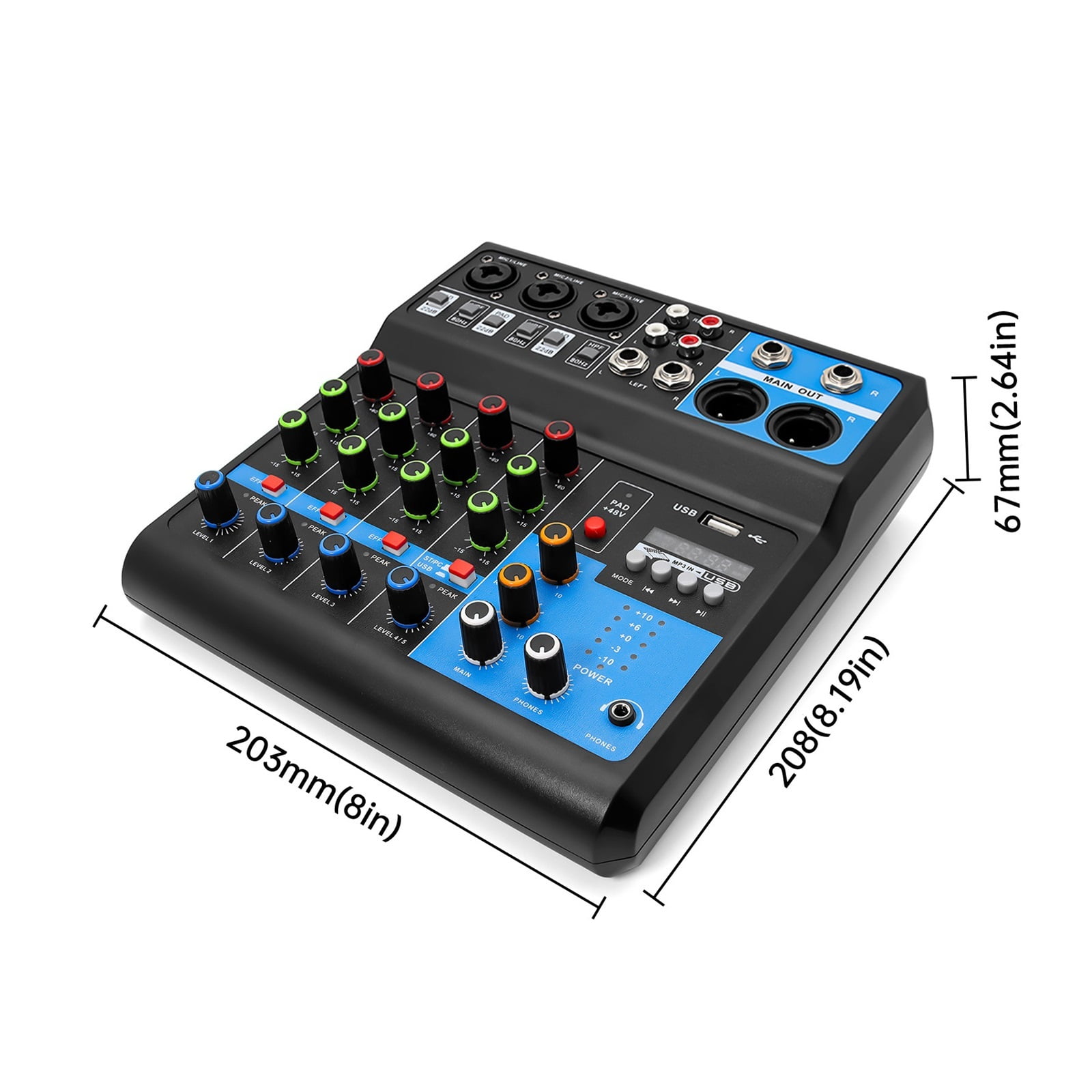 HD A4 A5 Sound Card Mixing Console Mixer Professional Audio 4 5 Channel Sound Mixer For Live Streaming DJ Audio Equipment ,Easy to Operate