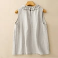thumbnail image 5 of Shirts for Women Plus Size Sleeveless Tops Casual Elegant Blouse Ruffle Round Neck Cotton Linen Tank Tops Loose Summer Fashion Gray XL, 5 of 7