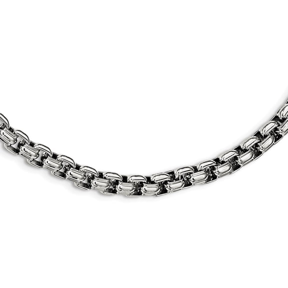 Primal Steel Stainless Steel Polished Fancy Box 24 Inch Necklace