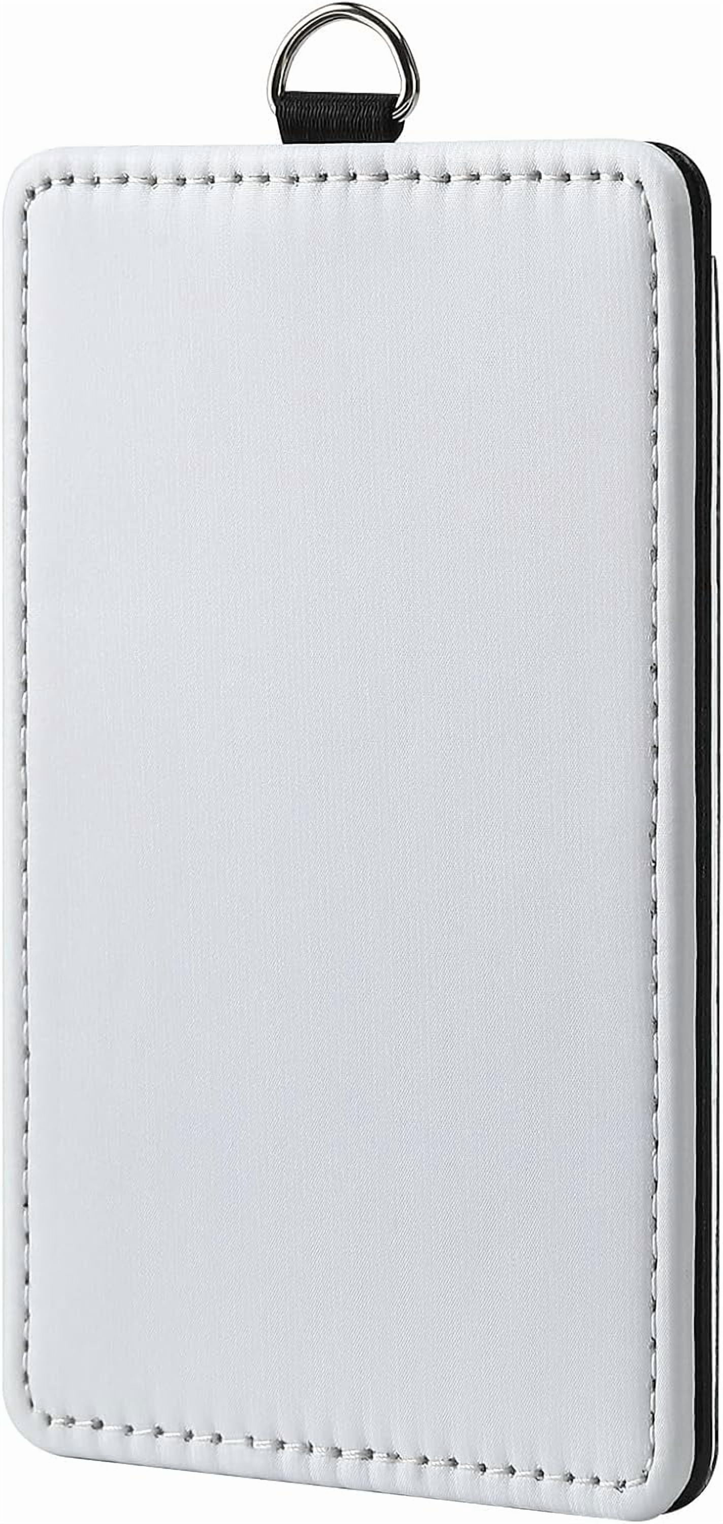 30 Pack Sublimation Blank Clear Genuine Leather ID Badge Holder DIY Heat Transfer Print Vertical ID Card Holders for Badges Waterproof Name Tag Holders for Coach Office Employees Students