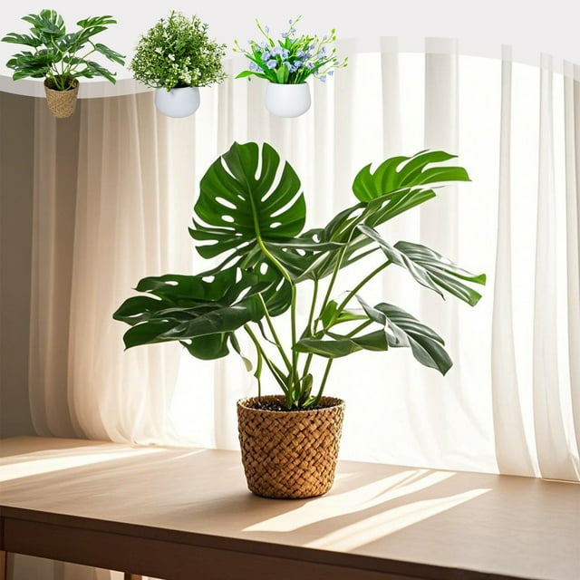 Plantas En Macetas De Plástico 1 unidad de planta artificial multicolor en maceta con césped sintético,hojas de tortuga y lirios del valle para decoración de interiores (multicolor) Rkxzt