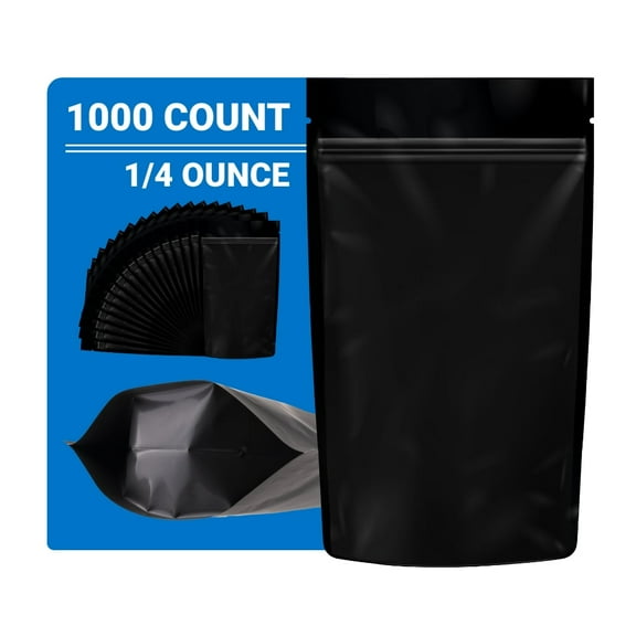 Loud Lock Mylar Bags 1000 Count 6.7" x 4" All Black - Resealable Food Storage Mylar Bags