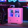 thumbnail image 3 of Heynemo 27'' Tall Display Cabinet with Acrylic Doors and LED Lights, Pink, 3 of 10