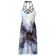 thumbnail image 4 of Moda mujer Casual Sexy cuello en V vestidos estampados verano sin mangas con cordones vestido tipo jersey Fridja  hj3832, 4 of 4