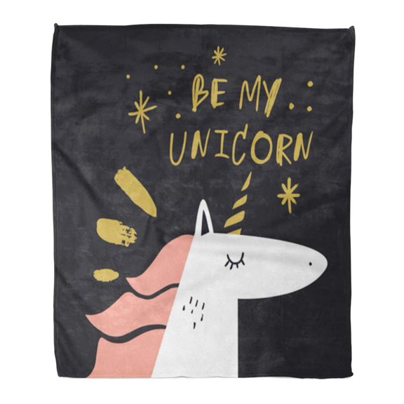 SIDONKU Flannel Throw Blanket Clip Funny Quote Unicorn Brush Letters Baby Hand Hearts Romantic Boho Valentine Day 50x60 Inch Lightweight Cozy Plush Fluffy Warm Fuzzy Soft