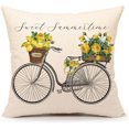 thumbnail image 1 of Sweet Summer Time Lemon Bicycle Throw Pillow Cover Farmhouse Spring Cushion Case for Sofa Couch 18x18 Inches Linen, 1 of 7